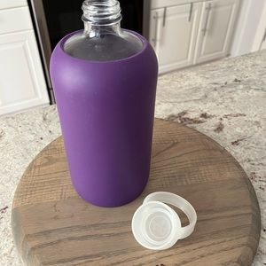 BKR 1L Glass Water Bottle with Purple Silicon Sleeve